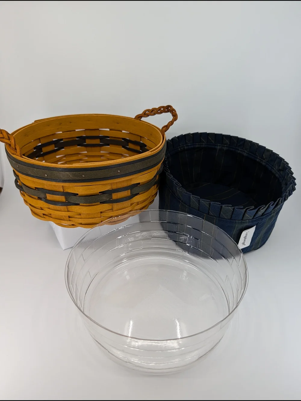 Longaberger Collectors Club 1998 Edition Basket/Liner/Protector Navy/Green